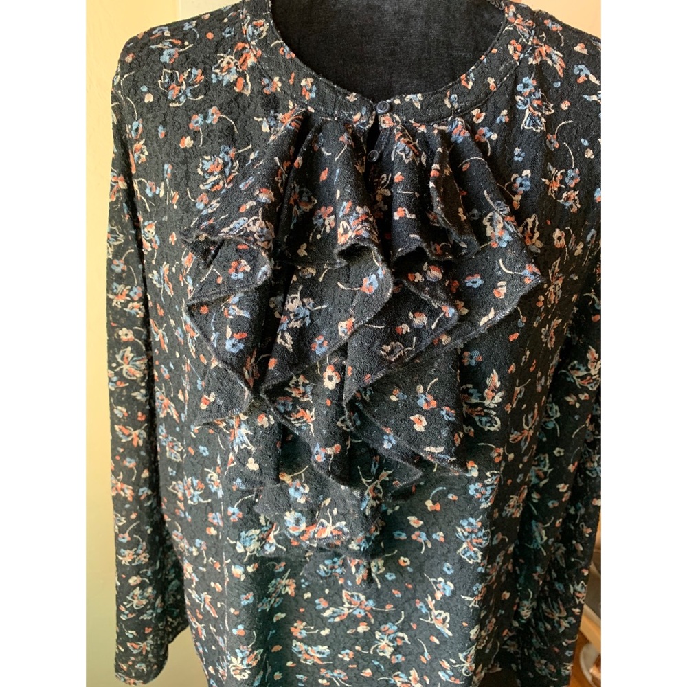 LRL Ralph Lauren Lace Peasant Top